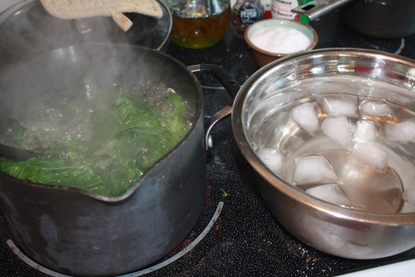Boil the kale for 2 minutes.