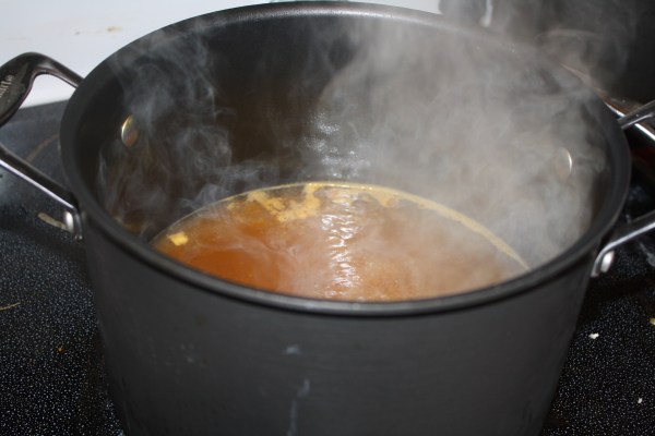 This is what 60 minutes of rolling boil will do to your broth. Mmmm....